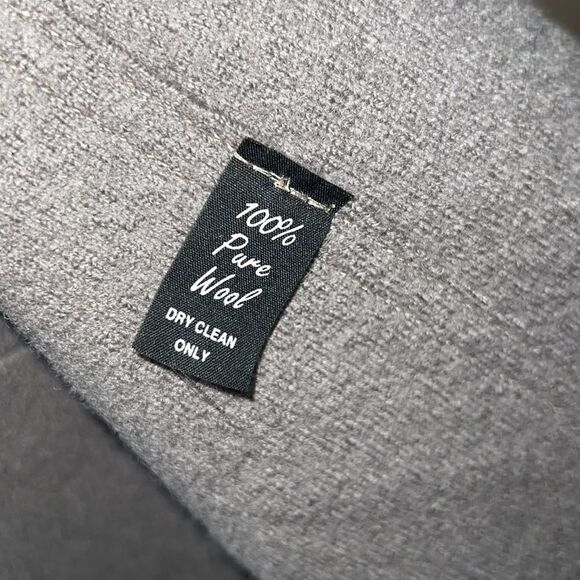 ELAINE KIM Sage Green Wool and Leather Shawl Collar Drape Front Jacket-4 - Picture 6 of 10